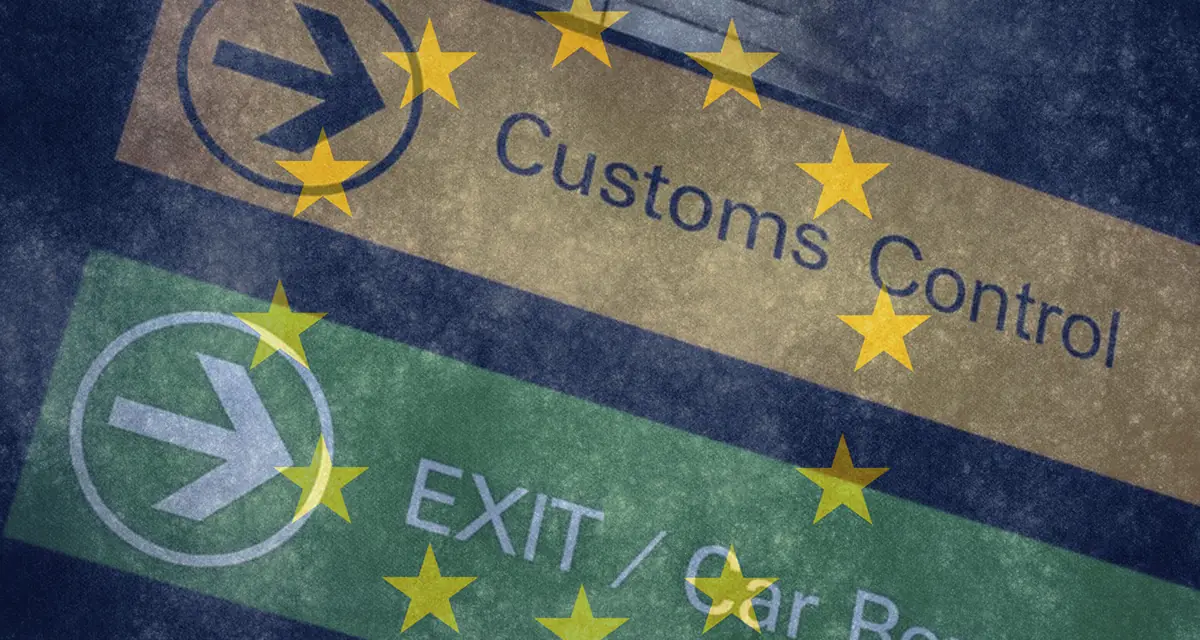 Customs control sign at an EU border