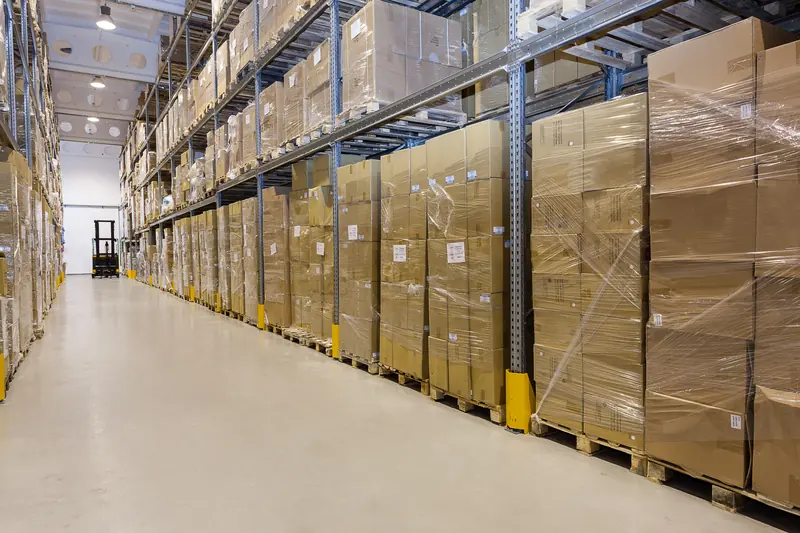 Pallets in high racking in a warehouse